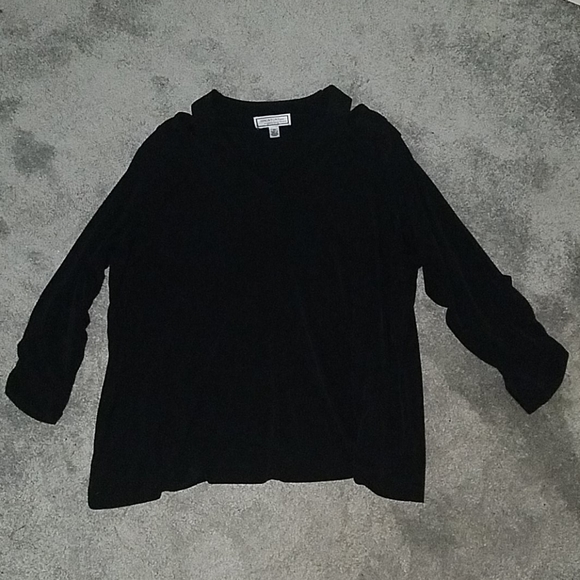 Women's Black Career V-neck Blouse - Picture 1 of 11